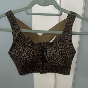 Lululemon Elite Bra Zip Front  Black and Brown Patterned Sports Bra